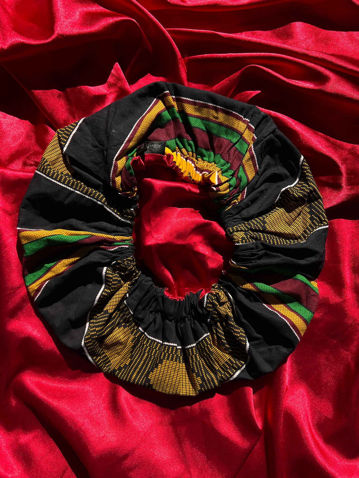 Red Kente Bonnet